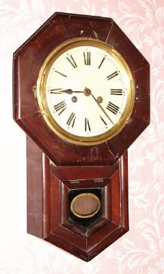 C.1910, German, 8-day time and strike European version of an American schoolhouse clock, as-found. — Antique Clocks Price Guide