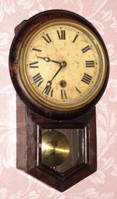 C.1910, Hamburg-American Clock Co., Wurtemburg, Germany, 8-day miniature schoolhouse timepiece. — Antique Clocks Price Guide