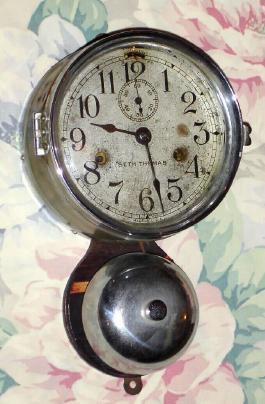 C.1884, Seth Thomas Clock Co., 30-hour ship's bell clock, outside bell. — Antique Clocks Price Guide