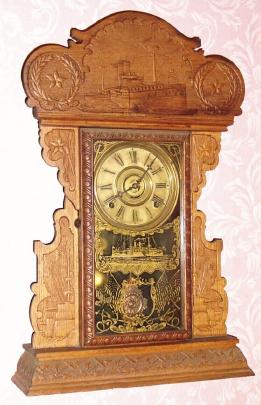 C.1900, E. N. Welch Mfg. Co., "The Maine", 8-day time/strike/alarm, commemorative series mantel clock. — Antique Clocks Price Guide