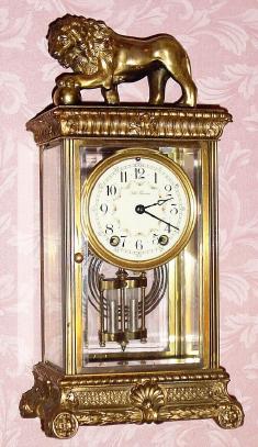 C.1913, Seth Thomas Clock Co., "Empire No. 13 with Lion", 8-day time/strike crystal regulator. — Antique Clocks Price Guide