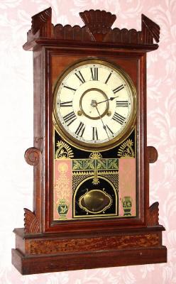 C.1870, New Haven Clock Co., "OXUS", 8-day, 2-Fusee, bell strike shelf clock in walnut. — Antique Clocks Price Guide