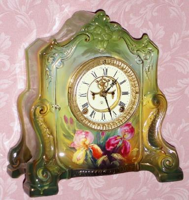 C.1904, Ansonia Clock Co., "La Cannes", 8-day time/strike porcelain mantel clock. — Antique Clocks Price Guide