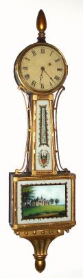 C.1835, Unknown, Massachusetts, 8-day patent or banjo timepiece. — Antique Clocks Price Guide