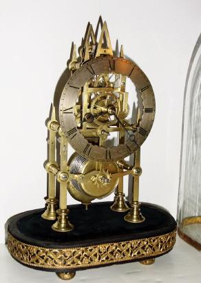 C.1850, English, Skeleton Timepiece, with original chain and fusee intact, quality 5-spoke wheelwork, miniature. — Antique Clocks Price Guide