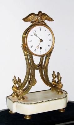 C.1820, French, Skeleton Timepiece, 8-day going barrel movement with silk thread suspension, mounted to a a marble base with beaded brass trim, under old glass dome. — Antique Clocks Price Guide