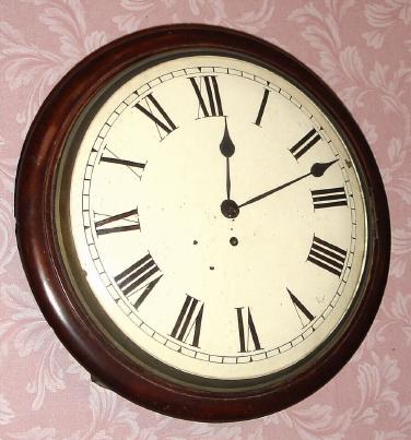 C.1840, English Dial Clock, Passing Strike, fusee movement, with bell nestled on top of the movement. — Antique Clocks Price Guide