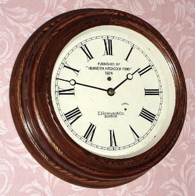 C.1920, E. Howard and Co, No. 123A Gallery timepiece, an oak case with hinged bezel, presentation piece, 10" dial. — Antique Clocks Price Guide