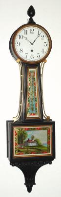 C.1906, Waterbury Clock Co., "Willard No. 5", mahogany cased banjo, 8-day, weight driven, with Mr. Vernon tablet set. — Antique Clocks Price Guide