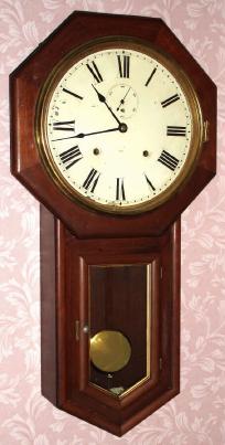 C.1909, Seth Thomas Clock Co., "World", 8-day time and strike, octagon long drop school clock. — Antique Clocks Price Guide