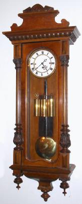 C.1870, Austrian, 3-Wt Grand Sonnerie,  Vienna Regulator,  8-day time and full quarter strike wall clock in walnut. — Antique Clocks Price Guide