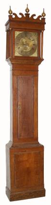 C.1800, English, 8-Day, Square Brass Dial tall clock, in a narrow oak case, as-found. — Antique Clocks Price Guide