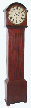 C.1810, Scottish Painted Dial, 8-Day, tall case, mahogany, long door with Regency style hood, as-found. — Antique Clocks Price Guide
