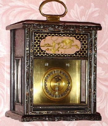 C.1840, Japanese Bracket Clock, time, strike and calendar, delicate MOP inlaid case, fusee for time, going barrel for strike. — Antique Clocks Price Guide