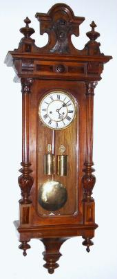 C.1885, German, Gustav Becker, 2-Wt VIENNA REGULATOR, uncommon smaller size with 5 1/2" dial and shorter case with approx 96 beat/min movement. — Antique Clocks Price Guide