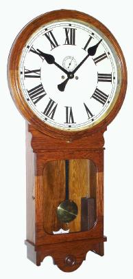 C.1915, Waterbury "Regulator No. 80" , 2-weight time only, dead beat escapement, in a large round drop oak case. — Antique Clocks Price Guide