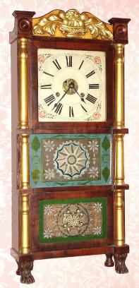 C.1849, Birge, Peck and Co., Gilt Column, triple deck clock in excellent original condition. — Antique Clocks Price Guide