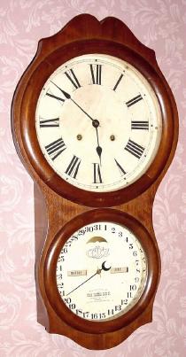 C.1881, (dated label) Ithaca Calendar Clock Co., "No. 4 Hanging Office", 8-daytime/strike calendar wall clock. — Antique Clocks Price Guide