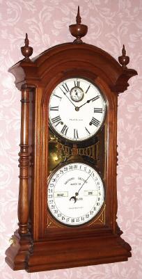 1880, Southern Calendar Clock Co.,  FASHION No. 4, Double dial perpetual calendar clock in walnut, 8-day, time and strike. — Antique Clocks Price Guide