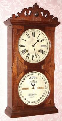 C.1880, Ithaca Calendar Clock Co., "No. 10 FARMER'S" model, double dial perpetual calendar, in walnut. — Antique Clocks Price Guide