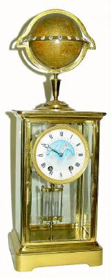 C.1885, French, Edouard Serin, Terrestrial Globe, World Time clock, 8-day bell strike. — Antique Clocks Price Guide