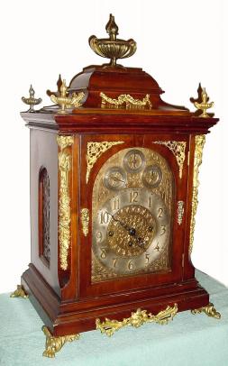 C.1920, German, likely W+H for Max Busse, 3-Fusee, 8-Bell and 5-gong bracket clock, playing your choice of chime tune on the quarter hour, for the English market. — Antique Clocks Price Guide