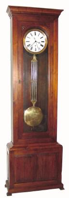 C.1880, American Jeweler's Regulator, unsigned, walnut case with Swiss pinwheel movement and center seconds, weight driven, 8-day. — Antique Clocks Price Guide