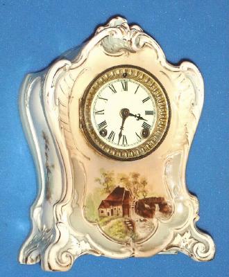 C.1900, Ansonia Clock Co., "La Bonita", 8-day time/strike porcelain mantel clock. — Antique Clocks Price Guide