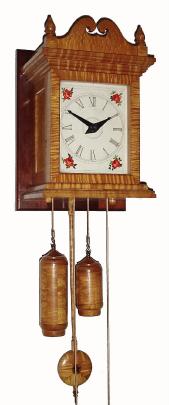 C.1940, (dated), Charles Alvah Smith, Weight Driven Rack Strike wall clock, serial number 265, dated 1940, in tiger maple with contrasting back. — Antique Clocks Price Guide