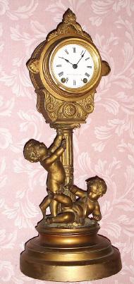 C.1872, Seth Thomas Sons and Co., New York, "No. 8064", 15-day time and bell strike mantel clock, gilt white metal. — Antique Clocks Price Guide