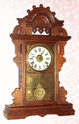 C.1900, Seth Thomas Clock Co., "Eclipse", 8-daytime/strike/alarm mantel clock. — Antique Clocks Price Guide