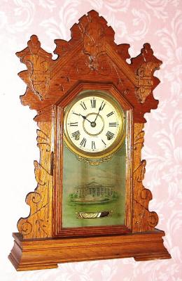C.1911, Seth Thomas Clock Co., "White House No. 3", 8-daytime/strike gingerbread clock. — Antique Clocks Price Guide