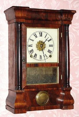 C.1870, Seth Thomas Clock Co., Thomaston, Conn, COLUMN, clock, 8-day spring with strike and alarm in a rosewood case — Antique Clocks Price Guide