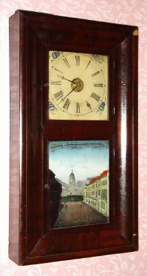 C.1860, New Haven Clock Co., 8-day time, strike and alarm OG shelf clock. — Antique Clocks Price Guide
