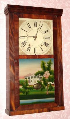 C.1834, Eli Terry Jr., Terrysville, Conn., 30-hour time and strike, 2-wt wood movement shelf clock, simple box case with cornice. — Antique Clocks Price Guide