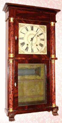 C.1835, E. and G. W. Bartholomew, double deck, faux shell column, 30 hour t/s and alarm, restored. — Antique Clocks Price Guide
