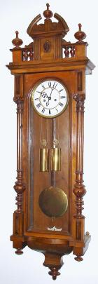 C.1880, German, Gustav Becker, 2-Wt,  Vienna Regulator,  8-day, rod strike in a walnut and veneer case. — Antique Clocks Price Guide