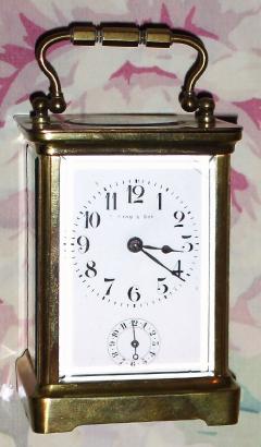 C.1900, French, Brass Cased Carriage clock, time and alarm in a Corniche case, with original cylinder platform intact. — Antique Clocks Price Guide