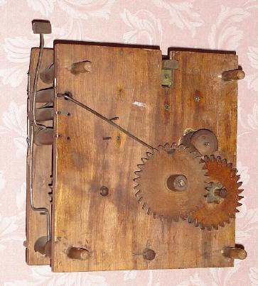 C.1825, American, 30-hour time/strike Ashby, Mass., type tall clock wood movement. — Antique Clocks Price Guide