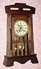 C.1907, New Haven Clock Co., "Sancho Line", 8-day time, strike and alarm mission style mantel clock. 