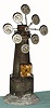 C.1910, German, Junghans, World Time lighthouse clock, with 8 small dials for distant time, local time showing on the large dial in the base, as-found. 