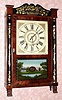 C.1830, Riley Whiting, Winchester, Conn., 30-hour time/strike wood movement stenciled column and splat shelf clock, short. 