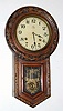 C.1910, Japanese, 8-day time and gong strike short drop school clock. Japanese made clock with a label marked "Nardin" to appear European, also with flying dial trademark that is German. 