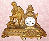 C.1890, French, Gilt Spelter Figural clock, showing a mandolin player in late 18th century costume with sword. 