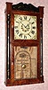 C.1834, William Beach, Hartford, Conn., 8-day time and strike wooden movement, stenciled half column and splat shelf clock. 