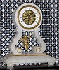 C.1890, French, Swinging Doll Timepiece, in a white marble case with gilt brass trim, with dome. 