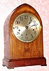 C.1900, English, Peerless, Westminster chime mantel clock in mahogany case with satin wood inlay. 