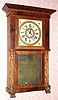 C.1836, E. W. Adams, Seneca Falls, Seneca County, New York, 30-hour time/strike, 2-deck, carved 1/2 column and cornice shelf clock.This is an over-paste on Marshall and Adams label. 