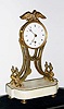 C.1820, French, Skeleton Timepiece, 8-day going barrel movement with silk thread suspension, mounted to a a marble base with beaded brass trim, under old glass dome. 