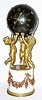 C.1880, French, Japy Freres, 8-day time/strike "Three Cherubs" mantel clock retailed by Tiffany and Co., New York, the movement contained within a star studded globe. 
